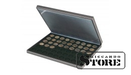 NERA M case with a black tray for 54 round cells to hold coins 25.75 mm in diameter, such as 2 euro coins.