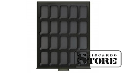 Нумизматический бокс RAUCHGLAS BLACK SAMT для 20 прямоугольных монетных капсул S22552747P (в комплекте)