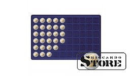 Dark blue tray for 60 coins up to 27 mm in diameter.