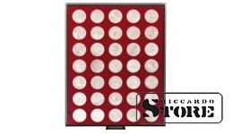 RAUCHGLAS numismatic box with 35 round compartments for coins up to 32.5 mm in diameter, ideal for German silver coins of 20/10 euro