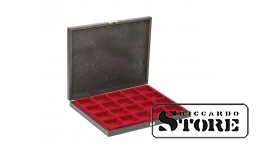 CARUS-1 wooden case with a light red tray for 20 square compartments