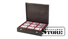 CARUS natural wood case for storing 36 slabbed coins measuring 63x85 mm from American grading companies.