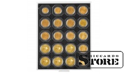 Numismātikas kaste CARGO modifikācijā ar 20 kvadrātveida nodalījumiem monētu rāmjiem 50x50 mm/monētu kapsulām CARRÉE/monētu kapsulām OCTO