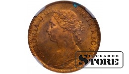 United Kingdom, 1 Farthing, 1890 year, NGC, MS 64 RB