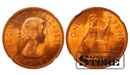 Великобритания Королева Елизавета II (1953 - 1967), 1 Пенни 1967, NGC MS 65 RD