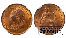 Великобритания Королева Виктория (1838 - 1901), 1897 1/2 Пенни, NGC MS 64 RB