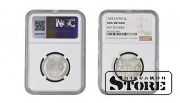 Läti Alberts Kviesis (1930 - 1934), 1925 2 latti, NGC UNC DETAILS pööratud puhastatud