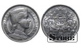 Latvija, 5 lati, 1932. gads, NGC, AU 55