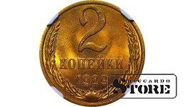 СССР, 2 копейки, 1989 год, MS 64, 6637067-001, латунь