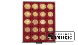 RAUCHGLAS numismatic box with 20 square compartments for 50x50 mm coin frames