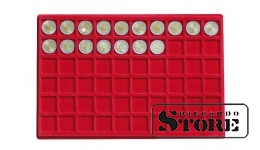 Tray for 60 coins with a diameter of up to 27 mm, red