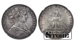 Brīvā impērijas pilsēta Frankfurte, 1 Vereinsthaler, 1860. gads, NGC, AU DETAILS