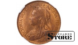 Suurbritannia Kuninganna Victoria (1838 - 1901), 1/2 penn 1898, NGC MS 63 RB