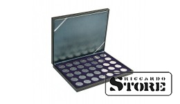 NERA M case with dark blue tablet for 35 round cells for coins with a diameter of 32.5 mm, such as German silver coins with a denomination of 20/10 euros.