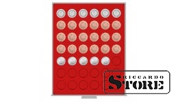 STANDARD numismatic box with 42 round compartments for coins up to 29.5 mm in diameter