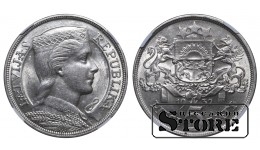 Латвия Альберт Квиесис (1930 - 1934), 1932 5 Лат NGC AU DETAILS CLEANED