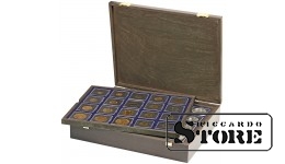 CARUS wooden box for storing 80 coin frames 50x50 mm / CARRÉE coin capsules / OCTO coin capsules