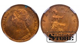 Apvienotā Karaliste, 1 farthings, 1890. gads, NGC, MS 64 RB