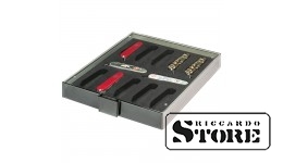 Collection/presentation boxes LINDNER for 12 Swiss pocket knives VICTORINOX models "Huntsman," "Mountaineer," "Tinker," "Climber," and "Spartan," length 91 mm (folded).