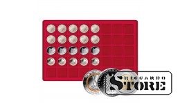 Tray for storing 40 coins with a diameter of up to 34 mm, red.