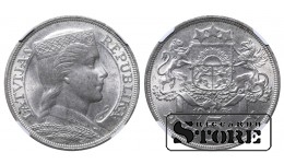 Latvija Alberts Kviesis (1930 - 1934), 1931 5 latai, NGC MS 62