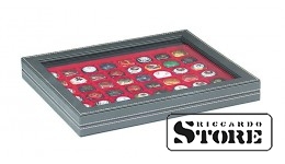 NERA M PLUS cassette with a light red tablet and 48 square compartments for coins/coin capsules with a diameter of up to 30 mm or for champagne capsules.