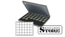 NERA M case with black tablet for 30 square cells for placing coins/coin capsules up to 38 mm in diameter.