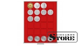 STANDARD numismatic box with 24 square compartments for coins/coin capsules up to 42 mm