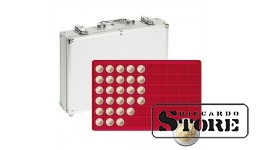 Numismatic ALU case with 5 trays for 300 coins/coin capsules up to 27 mm in diameter.