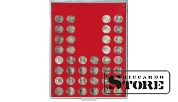 Numismātikas kaste STANDARD modifikācijā ar 54 apaļām šūnām monētām ar diametru līdz 25,75 mm, piemēram, 2 eiro monētām