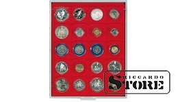 Numismātikas kaste STANDARD ar 20 kvadrātveida šūnām LINDNER attālajiem ievietojumiem izmērā 51x51 mm