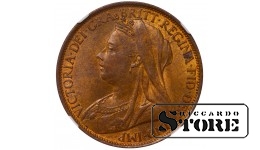 Didžioji Britanija Karalienė Viktorija (1838 - 1901), 1 penas 1900, NGC MS 63 BN