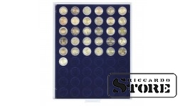 Numismatic box in MARINE modification with 54 round compartments for coins up to 25.75 mm in diameter, such as 2 euro coins.