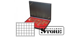 NERA M case with light red tablet for 35 square cells for placing coins/coin capsules up to 36 mm in diameter.