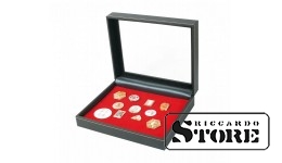 NERA VARIUS PLUS numismatic cassette with a light red soft porous insert for storing pins, medals, and emblems.