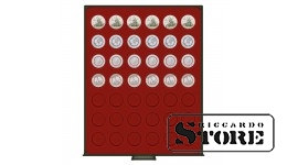 RAUCHGLAS numismatic box with 42 round compartments for coins up to 27.5 mm in diameter, ideal for 5 euro coins from Germany