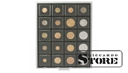 Numismātikas kaste CARGO modifikācijā ar 20 kvadrātveida nodalījumiem monētu rāmjiem 50x50 mm/monētu kapsulām CARRÉE/monētu kapsulām OCTO