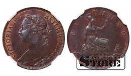 Великобритания Королева Виктория (1838 - 1901), 1 фартинг(1/4 пенни) 1893, NGC MS 62 BN