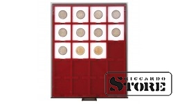 RAUCHGLAS numismatic box with 20 square compartments for 50x50 mm coin frames