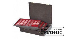 CARUS wooden case with 4 inserts for 127 coins of various diameters