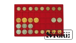 Tray for storing 40 coins with a diameter of up to 34 mm, red.