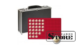 Large numismatic case with 8 trays for 480 coins/coin capsules up to 27 mm in diameter.