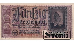 Saksamaa 50 Reichsmarki 1940-1945, Seeria D 1399714, XF+, P-R140