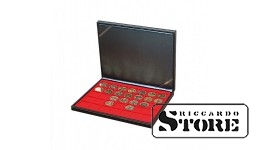 NERA M case with light red tablet for 35 square cells for placing coins/coin capsules up to 36 mm in diameter.