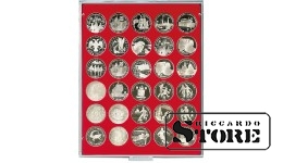 Numismatic box in STANDARD modification with 30 round compartments for coins up to 39 mm in diameter.