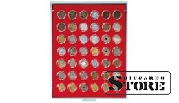 STANDARD numismaatiline karp, kus ir 42 ümmargust rakku monētām kapsulām ar diametru līdz 29,5 mm