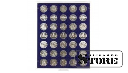 MARINE Numismatic Box with 35 Round Cells for Coins up to 32.5 mm, e.g. for Storing Silver Coins from Germany with a Nominal Value of 20 /10 Euros