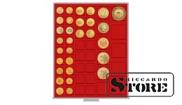 Numismātikas kastīte STANDARD modifikācijā ar 45 taisnstūrveida šūnām monētām/monētu kapsulām ar diametru līdz 24, 28, 39 un 44 mm.