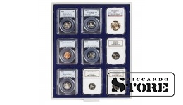 MARINE Numismatic Box for Storing 9 Slabbed Coins Sized 63x85 mm, Graded by American Companies