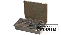 CARUS wooden cassette for storing 80 coin frames 50x50 mm / CARRÉE coin capsules / OCTO coin capsules.